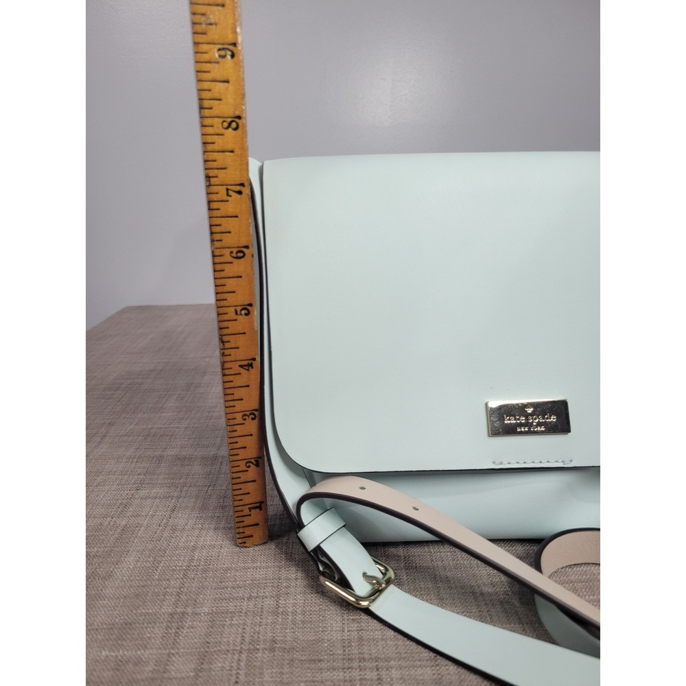 Kate Spade New York Mint Green Leather Flap Crossbody Bag Gold Logo Plaque - Picture 7 of 9